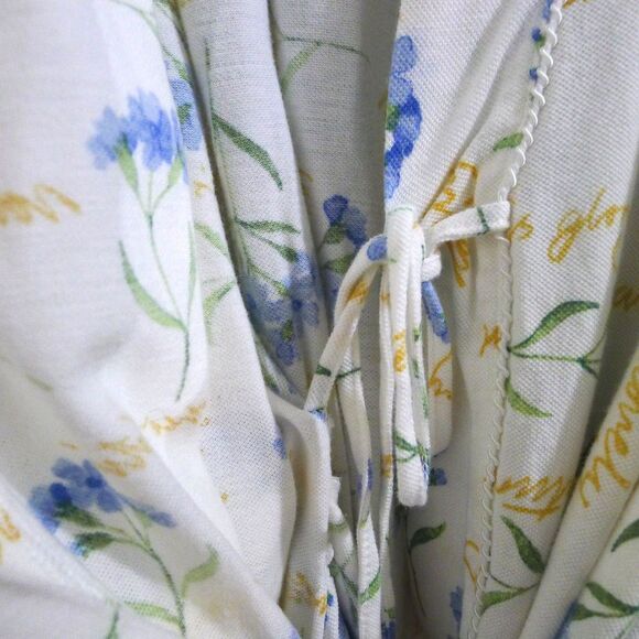 Talbots Intimates Floral Mother Nature Cotton Robe - White/Blue/Yellow L - Picture 5 of 9